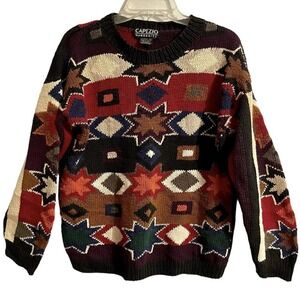 Vintage Capezio Handknits Medium Crewneck Sweater Multicolored 80s Grann…